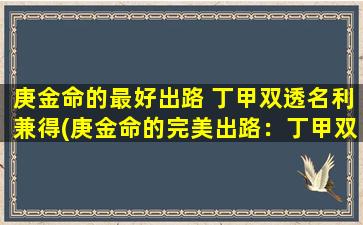 庚金命的最好出路 丁甲双透名利兼得(庚金命的完美出路：丁甲双透，名利兼得)